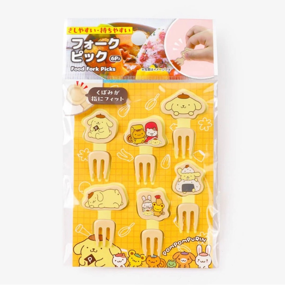 BNIB Japan Sanrio Pompompurin Mini Fruit Snack Forks Food Picks 6 pcs set